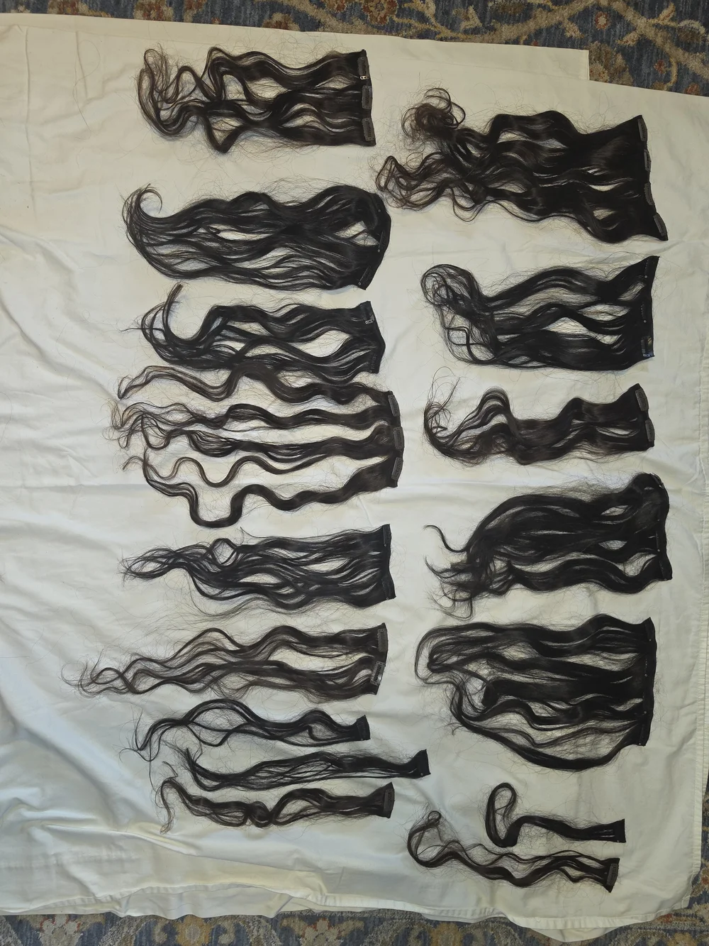 Black/Brown Wavy Clip-In Hair Extensions - 2 FULL SETS! Premium Remy Synthetic